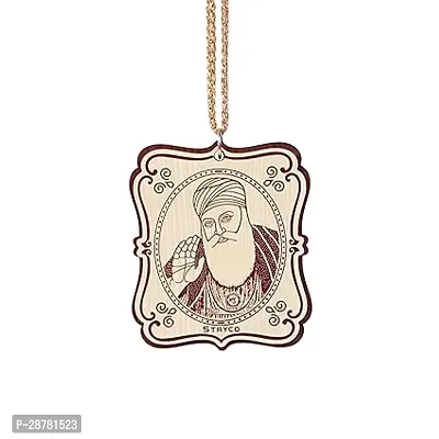 Guru Nanak Dev Ji Wooden Photo Car Hanging-thumb0