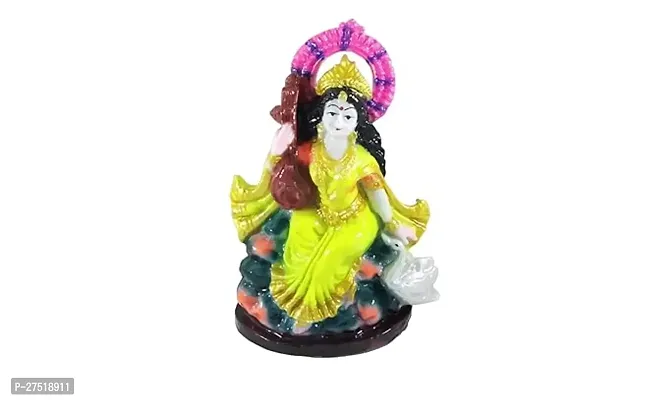 Karukrit Collections Goddess Devi Saraswati Seated On Swan With Bina In Hand Murti Idol For Pooja And Home Decoration-thumb0