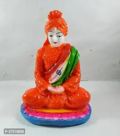 Karukrit Collections Beautiful Swami Vivekananda Murti Statue With Indian Flag For Home Decor And Gift, Resin 25 Cm