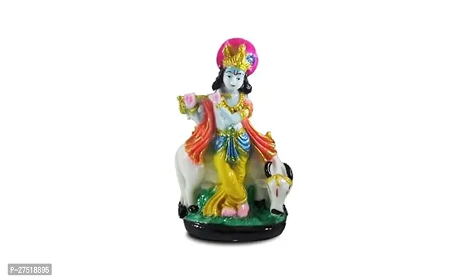 Lord Krishna With Cow Decorative Statue For Home Decor And Gift, 6 Inch