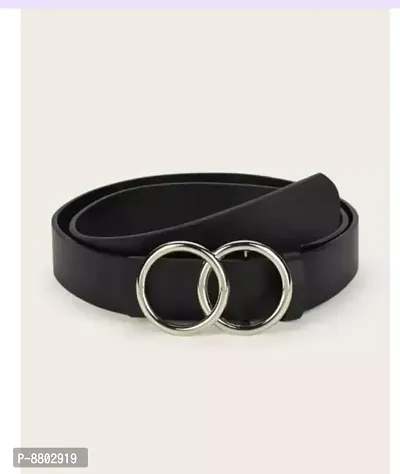 Women Black Leather Formal Belt-thumb0