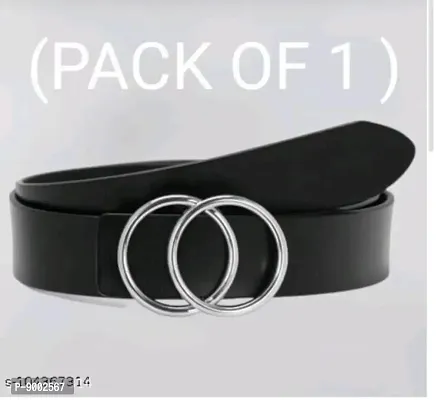 Women Black Leather Formal Belt-thumb2