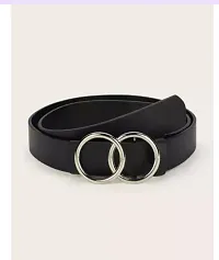 Women Black Leather Formal Belt-thumb2