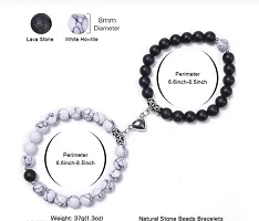 Magnetic Valentines Day Special Mutual Attraction Relationship Forever Matching Distance Broken Heart Shape Romantic Love Couples Friendship Promise 2 In 1 Duo white Black Beads Stone Moti Bracelets-thumb1