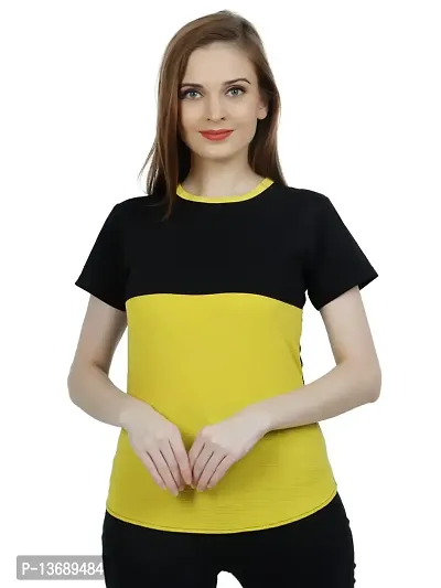 Fasska Women's Plain T-Shirt Casual Regular Cotton Tops (X-Large, Blacyell)