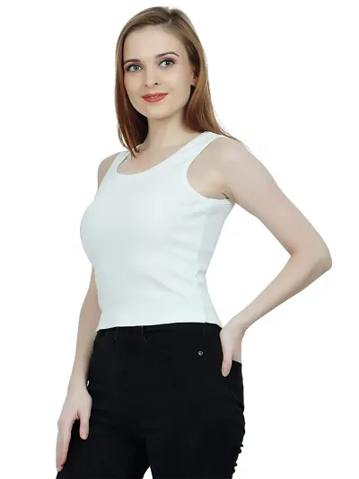 Fasska Womens Tank Top Ribbed Cotton Stylish Crop Top Sleeveless