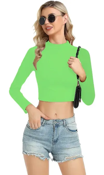 Fasska Womens Halter Neck Crop Top Full Sleeve