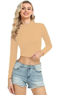 Fasska Womens Halter Neck Crop Top Full Sleeve-thumb3