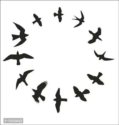 Circling Crows Wall Decal Crow Art Covering Area 91X96Cm Self Adhesive Sticker (Pack Of 1)-thumb0