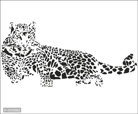 Leopard Laying Wild Animal Cheetah Home Sticker For Livingrombedroom Self Adhesive Sticker (Pack Of 1)