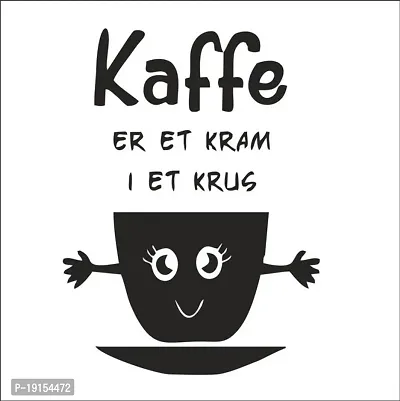 Kaffe Er Et Kram I Et Krus Wall Sticker For Coffee Restaurant Self Adhesive Sticker (Pack Of 1)