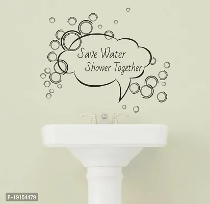 Save Water Shower Together Wall Sticker Size(70X56Cm) Self Adhesive Sticker (Pack Of 1)