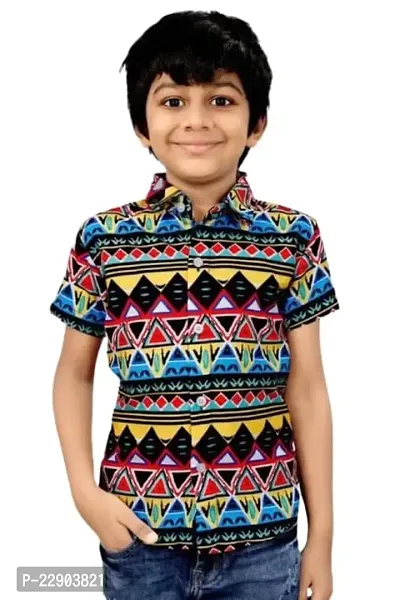 Roshni Fash New Lycra Printed Half Sleeve Boy's Shirt