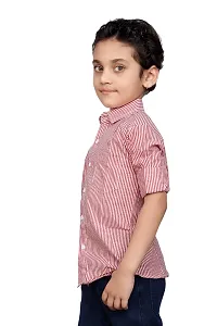 Roshni Fashion Stylish Lining Kids Boy's Shirt (14-15 Years, RED)-thumb2