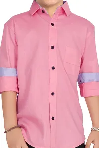 Roshni Fash Trendding Casual Kids Boys Shirt (15-16 Years, Peach)-thumb2