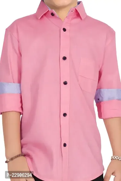 Roshni Fash Trendding Casual Kids Boys Shirt (15-16 Years, Peach)-thumb3