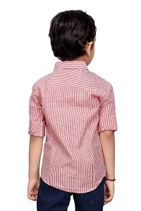 Roshni Fashion Stylish Lining Kids Boy's Shirt (14-15 Years, RED)-thumb1