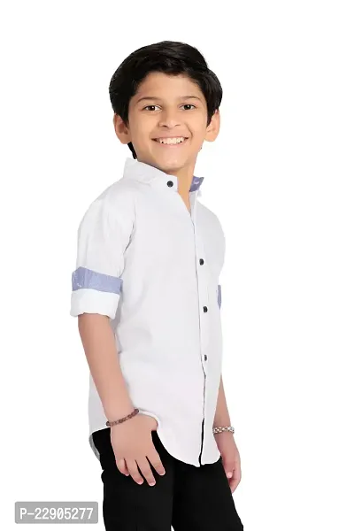 Roshni Fash Trendding Casual Kids Boys Shirt (6-7 Years, White)-thumb3