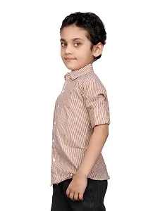 Roshni Fashion Stylish Lining Kids Boy's Shirt (8-9 Years, Cream)-thumb2