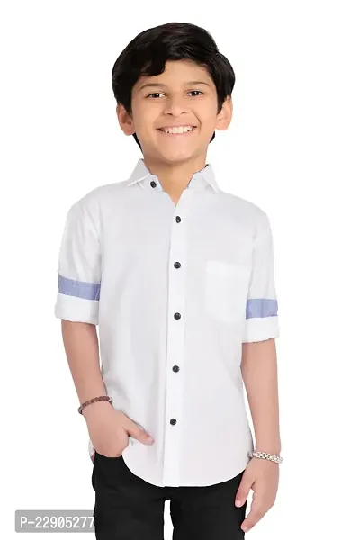 Roshni Fash Trendding Casual Kids Boys Shirt (6-7 Years, White)