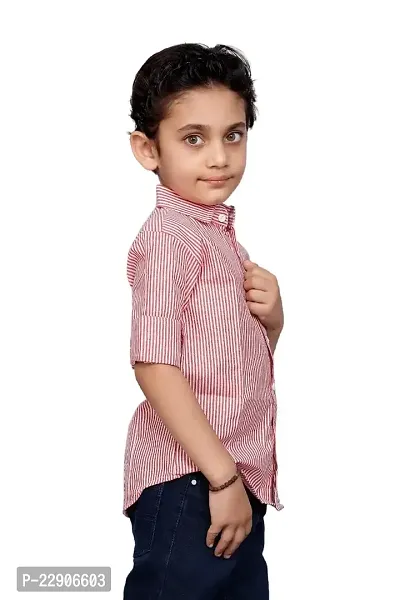 Roshni Fashion Stylish Lining Kids Boy's Shirt (14-15 Years, RED)-thumb4