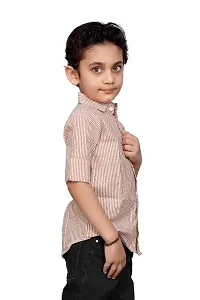 Roshni Fashion Stylish Lining Kids Boy's Shirt (8-9 Years, Cream)-thumb3