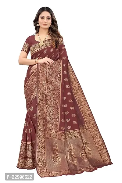 Roshni Fash Women's Kanjeevaram Silk Saree With Blouse Piece (MAROON)