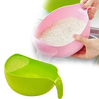 Washing Bowl Strainer for Rice, Fruits and Vegetables (1 Plastic Bowl) - Green-thumb2