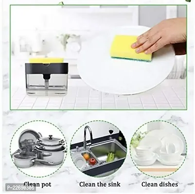 Green Agreetech 2 in 1 Soap Pump Plastic Dispenser for Dishwasher Liquid; Holder-thumb4