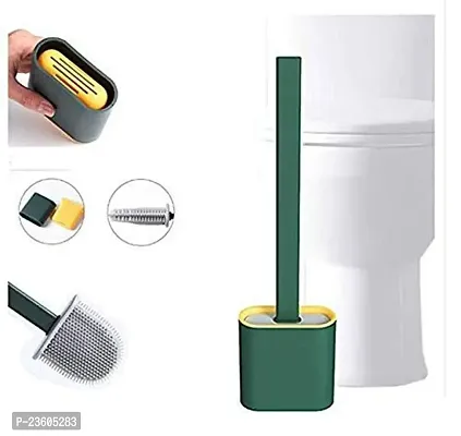 SILICONE TOILET BRUSH WITH HOLDER STAND FOR BATHROOM CLEANING-thumb5