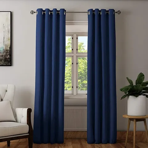 Future homez 250 GSM Pure Cotton Boho Pattern Room Darkening Eyelet Curtain - Royal Blue
