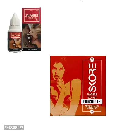 SKORE 3 PCS CHOCOLATE CONDOM WITH 15 ML JAPANI OIL JAPANEE OIL-thumb0