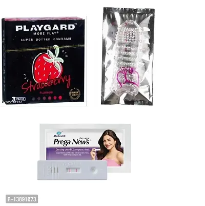 CRYSTAL CONDOM + PLAYGARD STRAWBERRY FLAOUR CONDOM + PREGA NEWS