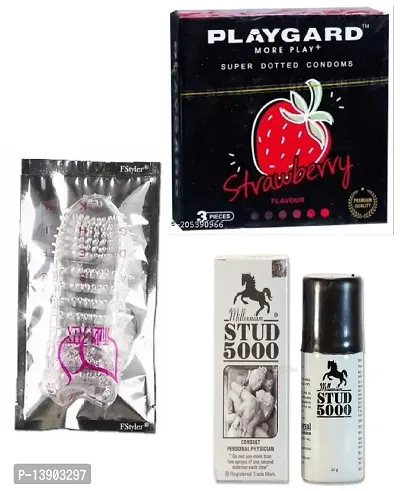 CRYSTAL CONDOM + 3 PCS  STRAWBERRY   PLAVOUR   CONDOM + 1 PCS STUD