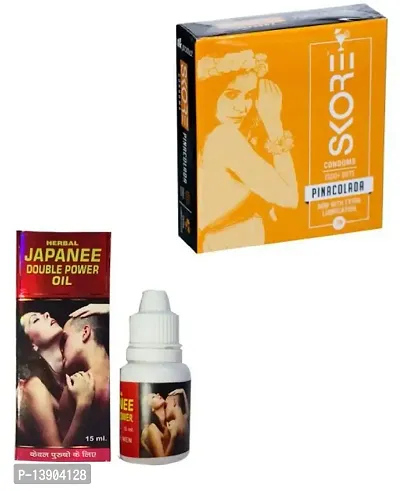 15 ML DOUBLE POWER  JAPANEE OIL + 3 PCS SKORE PINECOLAOR CONDOM