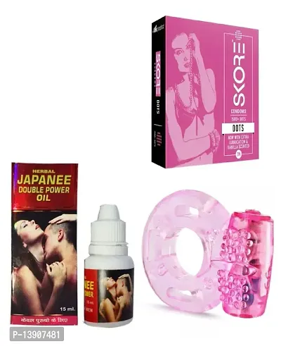 15 ML JAPANEE OIL + 3 PCS SKORE DOTS CONDOM + VIBRATING RING-thumb0