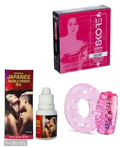 15 ML JAPANEE OIL + 3 PCS SKORE CHERRY  PLAVOUR CONDOM + VIBRATING RING-thumb0