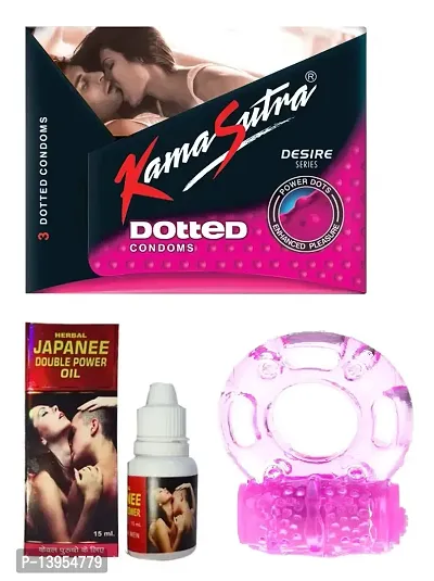 15 ml  japanee super oil and 3 pcs kamasutra dotted condum 1 pcs vibrating ring  {combo}