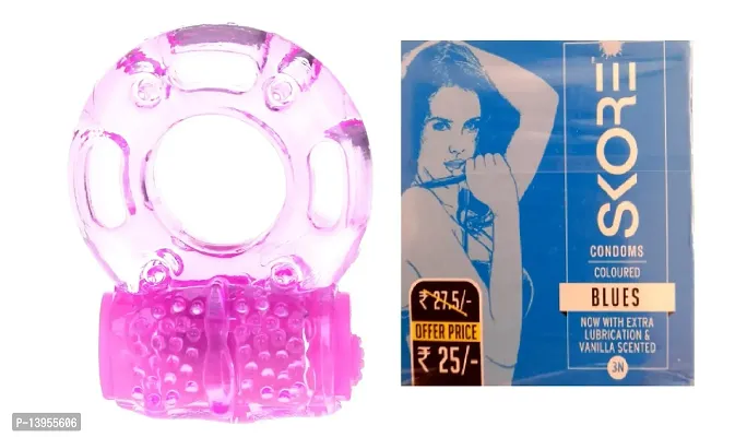 1 pcs vibrating ring and 3 pcs skore blues  condom