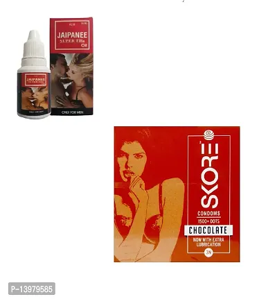 3 pcs skore chocolate flavour condom + 15 ml japanee oil