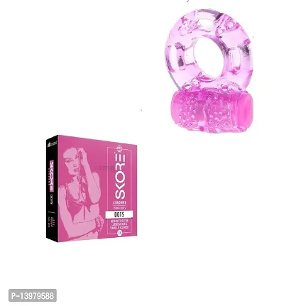 3 pcs skore dots  condom + 1 pcs vibrating ring