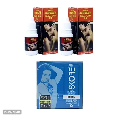 15 ml japanee oil  + 3 pcs skore  blues condom