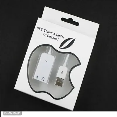 USB to Audio  Mic Cable - 7.1 Channel Virtual Apple Sound Card Audio Adapter With Mic - White