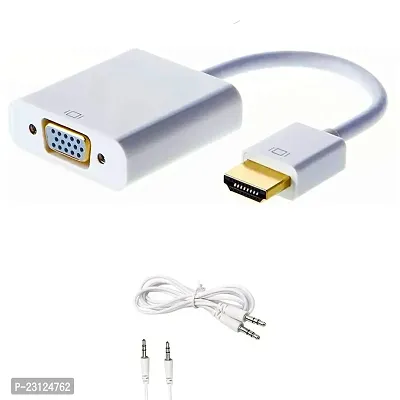 Terabyte HDMI to VGA with 3.5mm Aux Cable Compatible with Computer, Desktop, Laptop, PC, Monitor,-thumb0