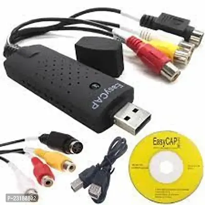 pritimo EASYCAP TV-out Cable High Quality USB 2.0 Video  Audio Capture Card Adapter Composite RCA Input for TV DVD VHS Video Cable (Black)  (Multicolor, For TV)-thumb5