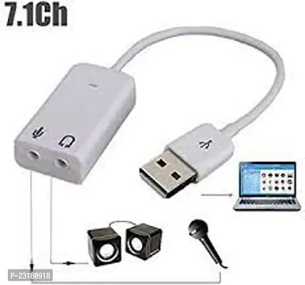 pritimo USB Sound and Mic Adapter 7.1 Channel 7.1ChUSBS Sound Card  (White)-thumb2