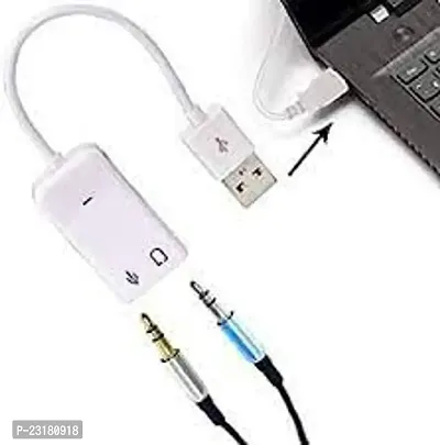 pritimo USB Sound and Mic Adapter 7.1 Channel 7.1ChUSBS Sound Card  (White)-thumb3