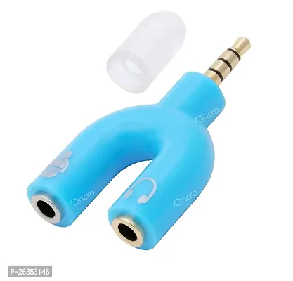 pritimo 3.5Mm 2 Male to 1 Female Headphone Earphone Mic Audio Y Splitter Adapter Cable for Pc Laptop[blue]-thumb0