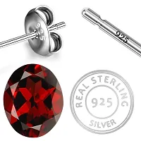 18K White Gold Plated 925 Sterling Silver Oval Cut Natural Garnet Gemstone Stud Earrings for Women and Girls-thumb3