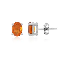 18K White Gold Plated 925 Sterling Silver Oval Cut Natural Golden Topaz Gemstone Stud Earrings for Women and Girls-thumb2